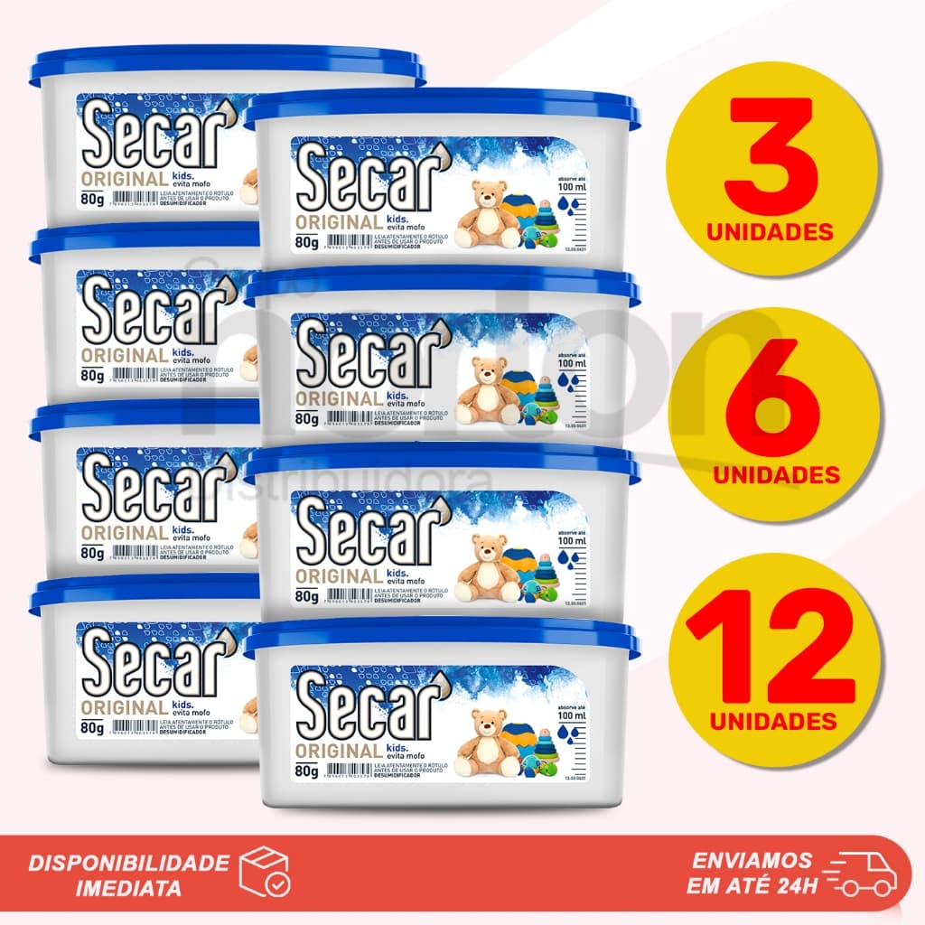 Kit Promocional Anti Mofo Desumidificador Secar Original Kids 80g Evita Umidade Fungos Cheiro Guarda Gavetas Armários Roupas