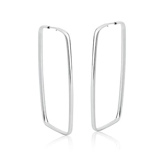 Brinco de Argola Prata 925 Retangular Original Legitimo