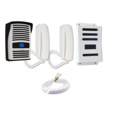 Kit P100 Interfone Porteiro eletrônico + Monofone extensão + Capa Protetora + Cabo 100 Metros
