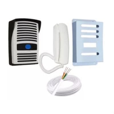 Kit P11 Interfone Porteiro Eletrônico + 100 metros Cabo + Capa Aço