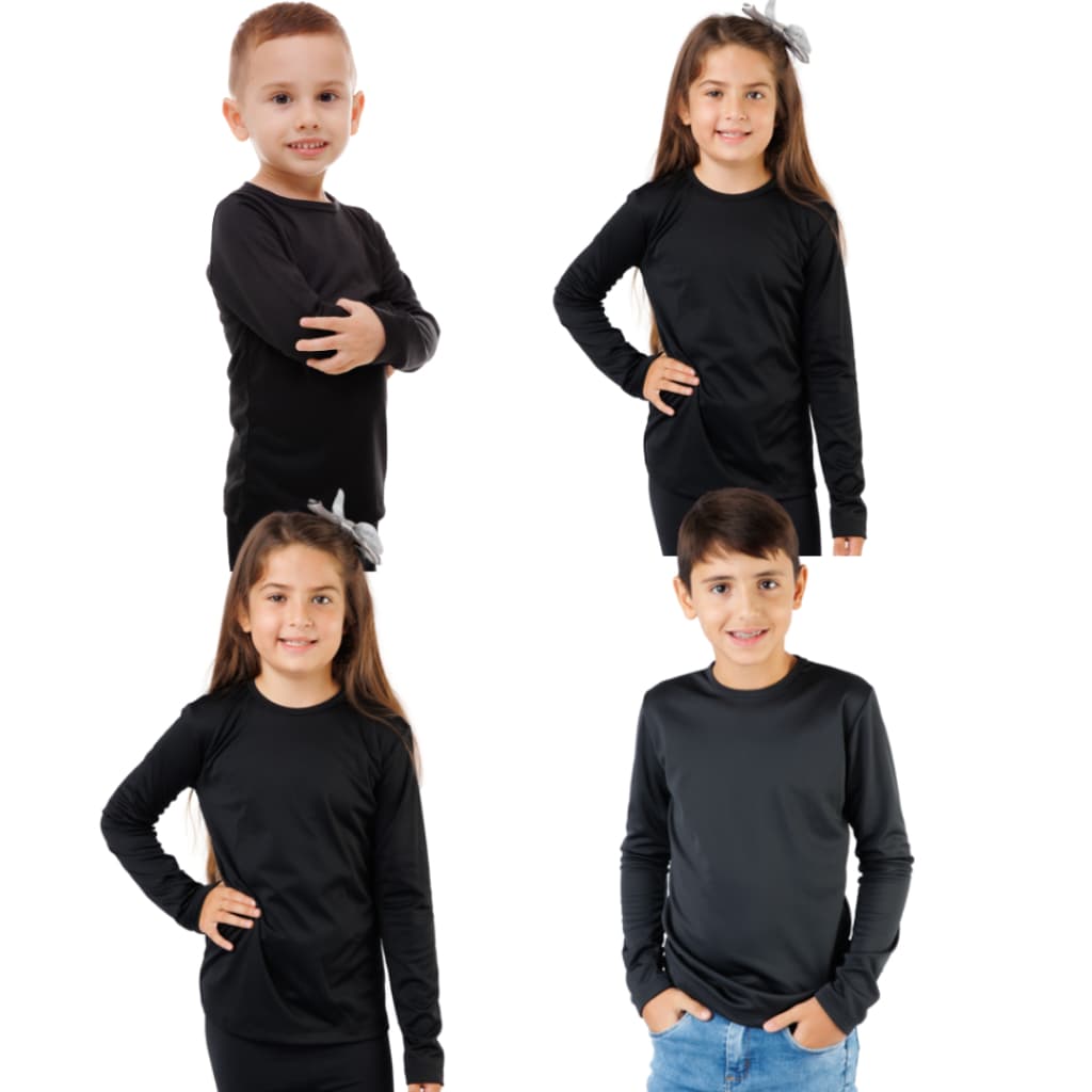 Kit 4 Blusa Manga Comprida Longa Térmica Inverno Frio Infantil Unissex 1 ao 14 Anos