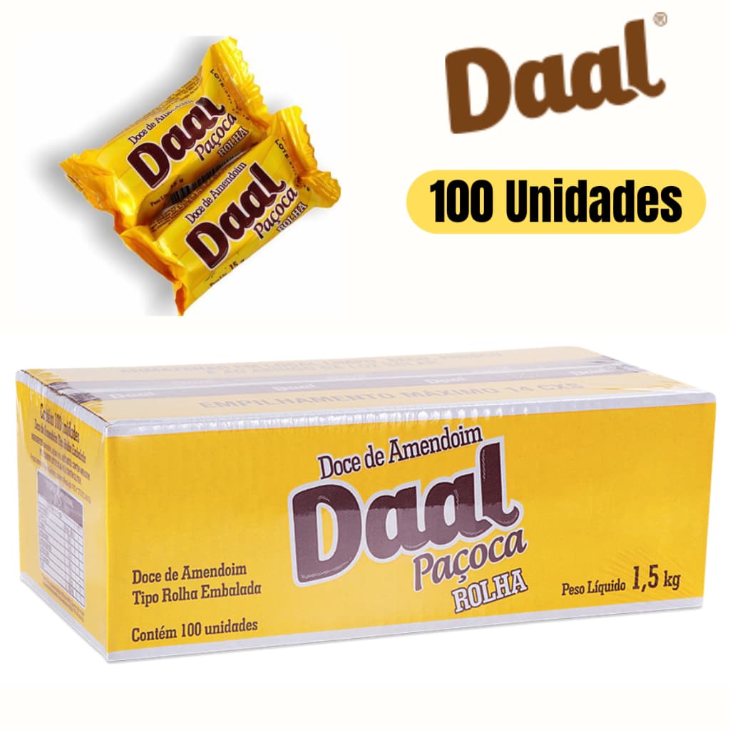 Paçoca Rolha Embrulhada c/ 100 unidades 1,5 kg – Daal