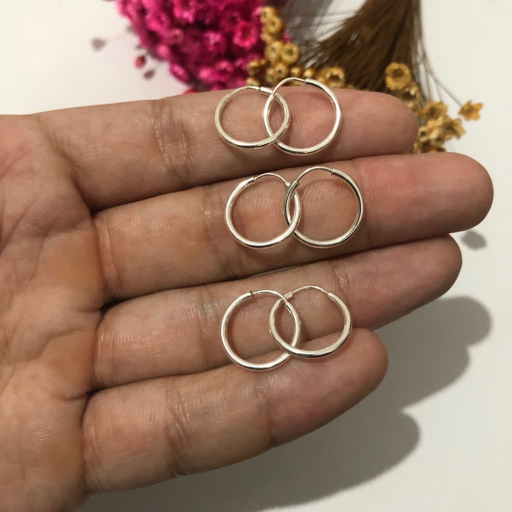 Brinco Argolinha de Prata 925 Original Kit - Trio ou o Par a Escolha