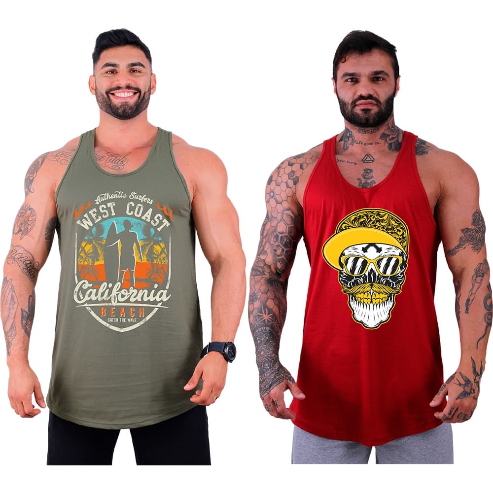 Kit 2 Regatas Longlines MXD Conceito MMA No Days Off Muscles