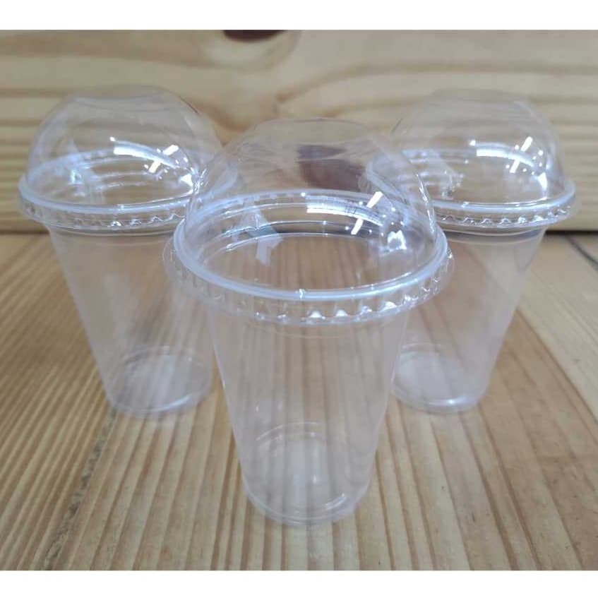 100 un Copos Plásticos 250 ml PP c/ Tampa Bolha Sem Furo PET Reforçada