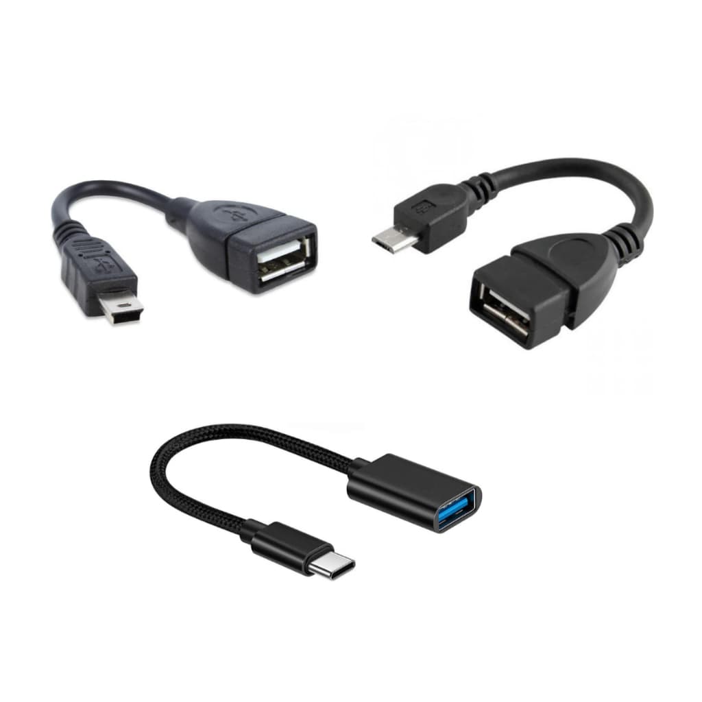 Cabo Adaptador OTG Tipo C / V8 / V3 Pendrive para Celular Tablet Usb Fêmea