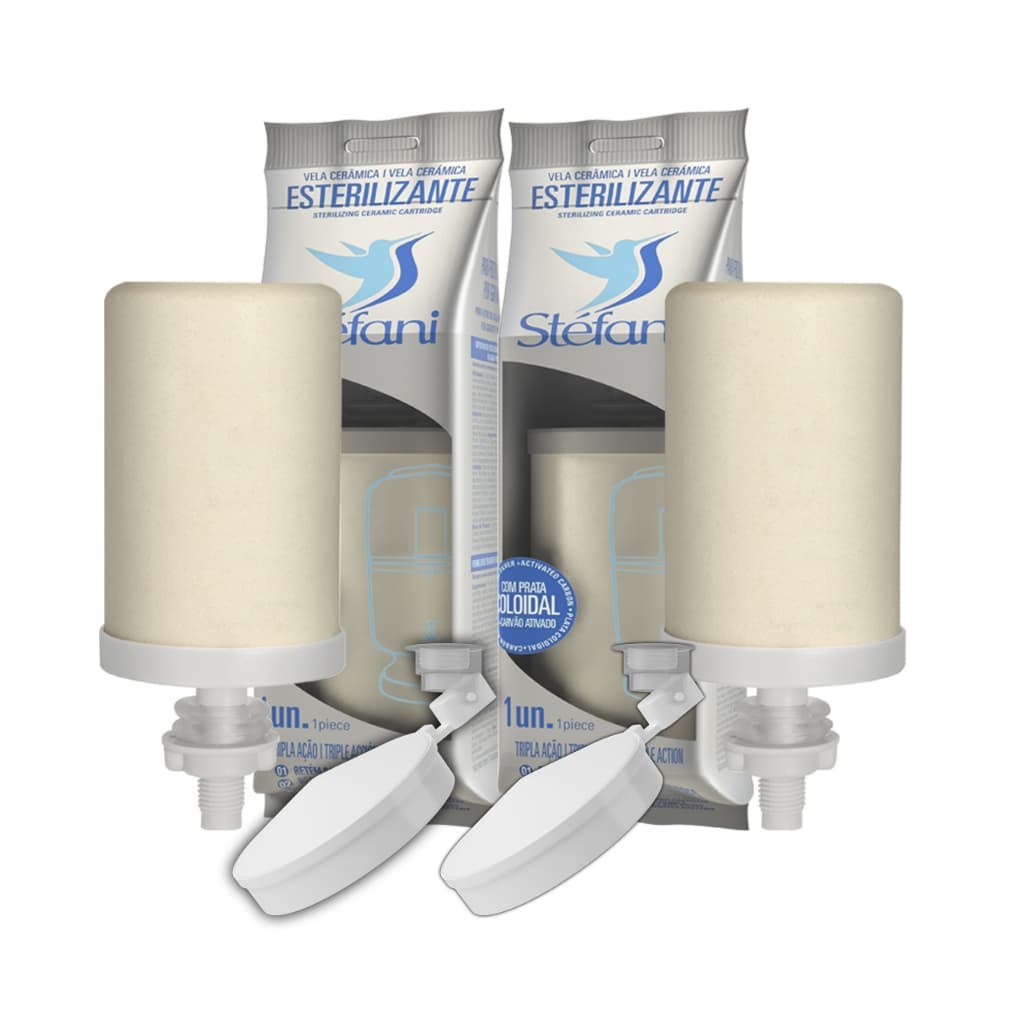 Kit 2 Velas Filtro Barro Tripla Ação Esterilizante + 2 Boias AntiVazamento Super Oferta