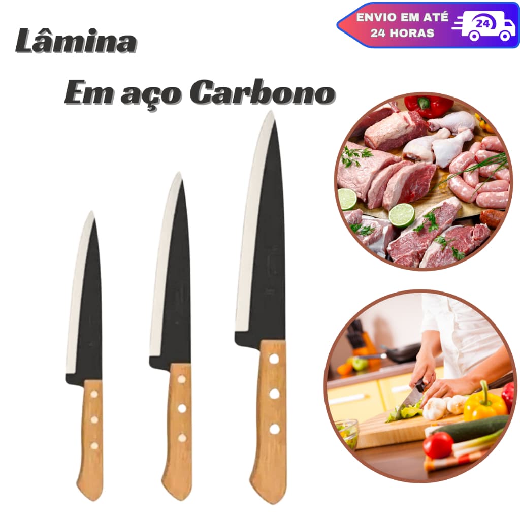 Faca Tramontina Peixeira Aço Carbono Cabo Madeira Pequena/Média/Grande