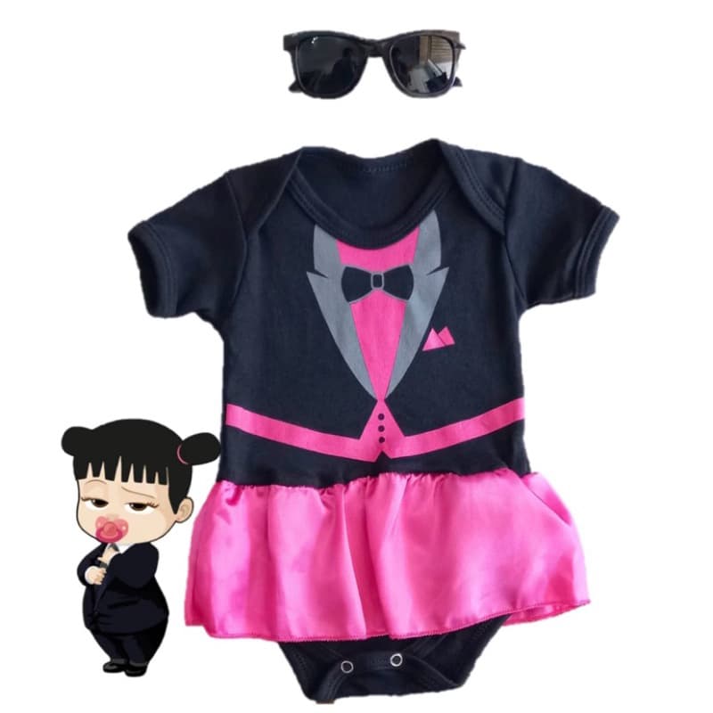 Body Bebê Tematico + Óculos Poderosa Chefinha Mesversario