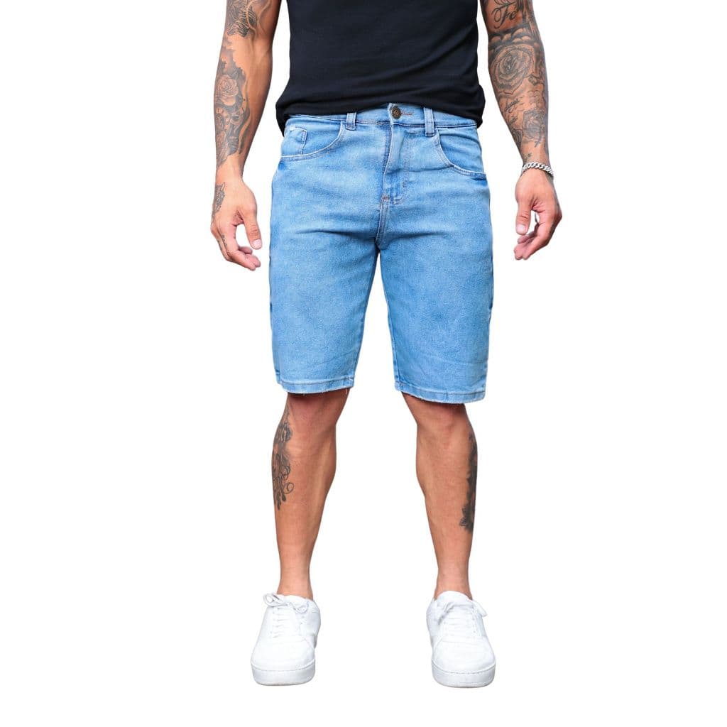 Bermuda masculina jeans clara com elastano linha premium short casual