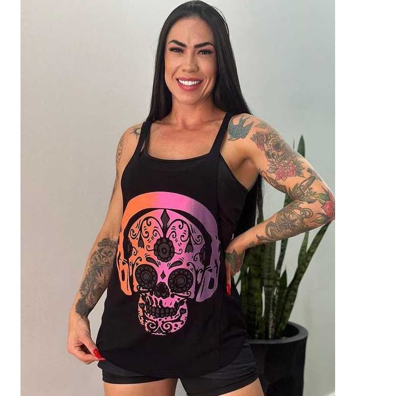 Camiseta Regata Fitness Cavada Academia - Caveira