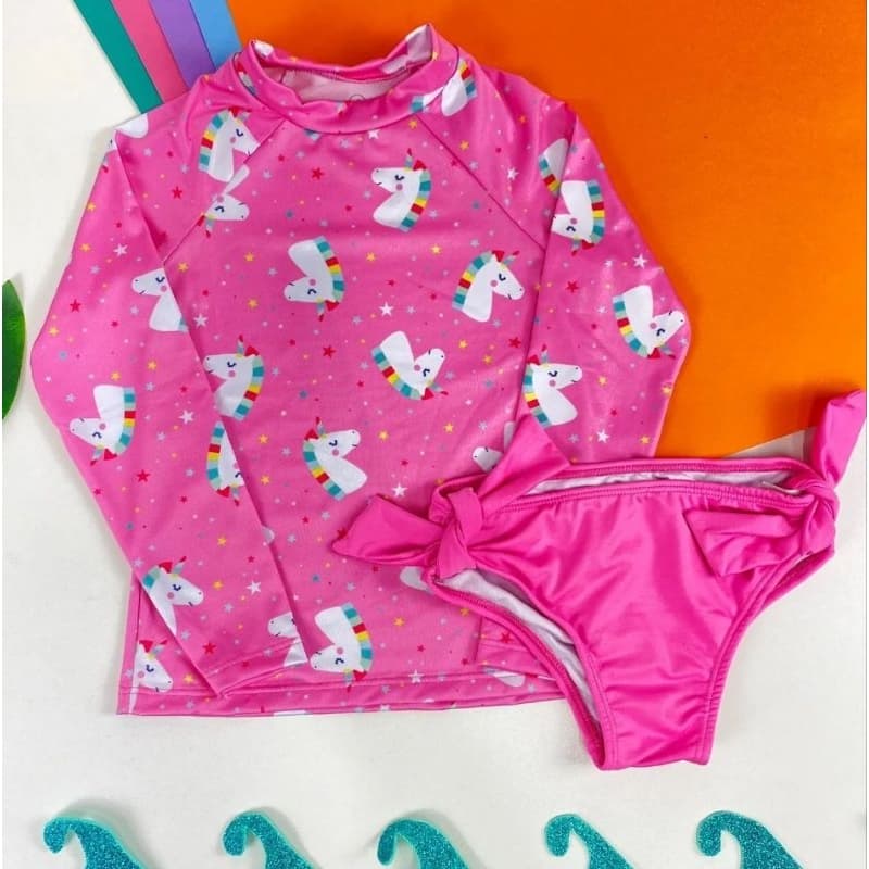 Maiô infantil, biquini, kit blusa proteção solar UV, menina, bebe, praia e piscina