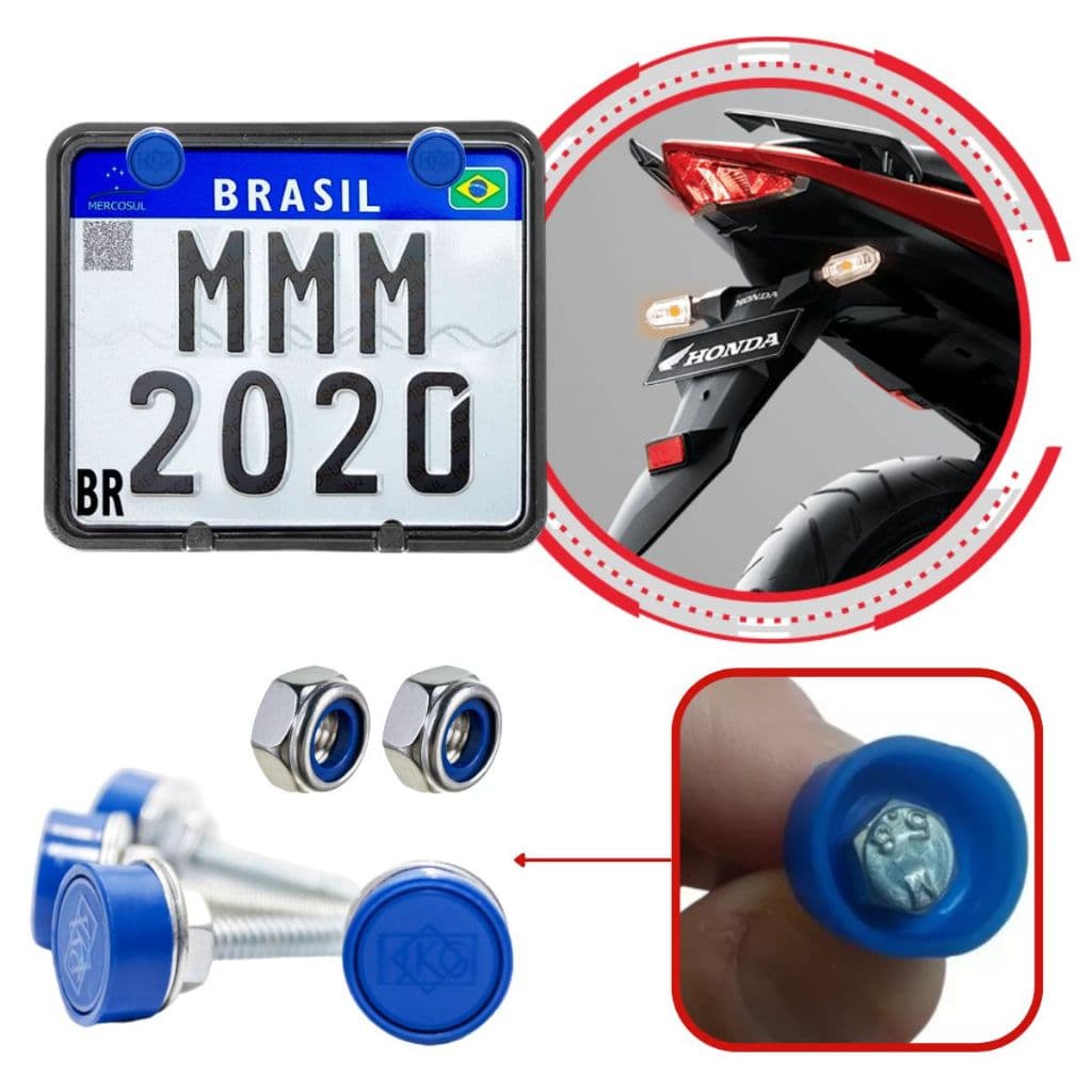 Suporte Grande Protetor Placa Moto Mercosul Com Lacres