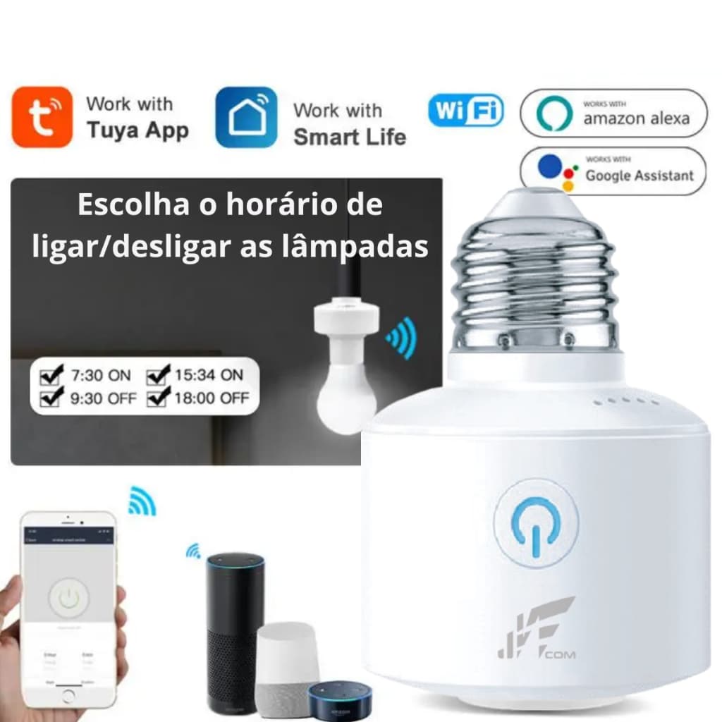 Soquete Wifi Casa Inteligente E27 Bocal Lâmpada Compatível com Alexa Google Home