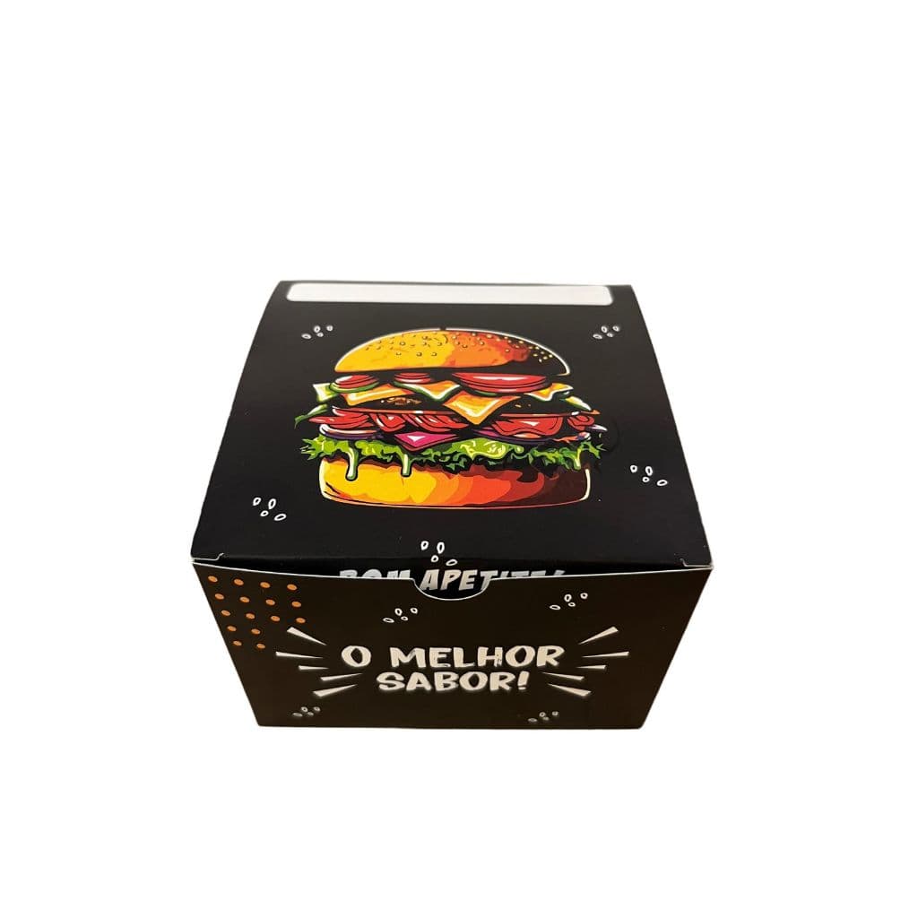 Caixa Box para Hambúrguer Artesanal Delivery -  50 e 100 Unid. (Altura da Cx. 7,5 cm)