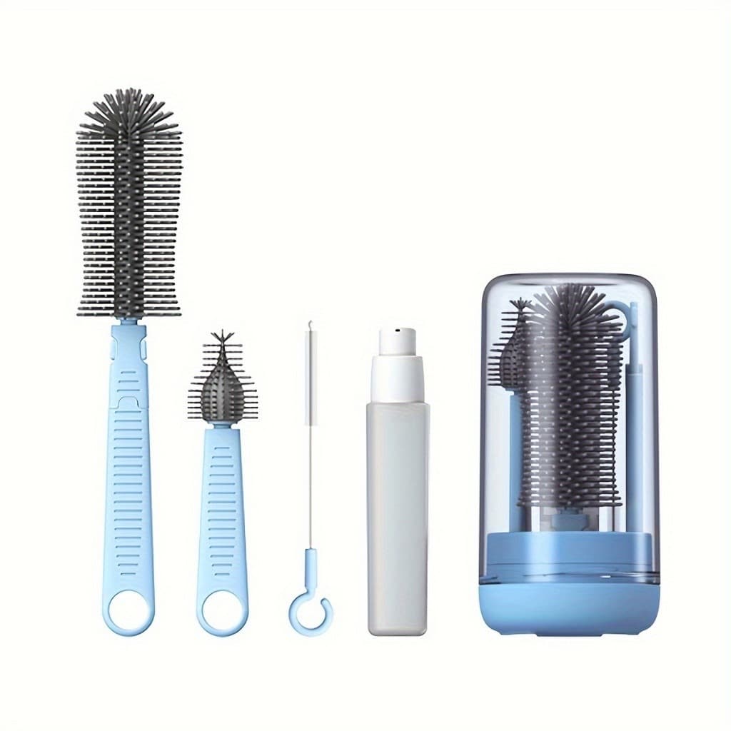 Escova Limpador de Garrafas Mamadeira de Viagem de Silicone E Suporte