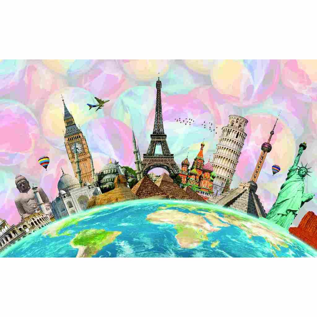 Painel festa decorativo volta ao mundo viagem vai viajar