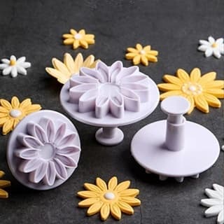 Kit Cortador Ejetor Flor Girassol Biscuit Pasta Americana Confeitaria