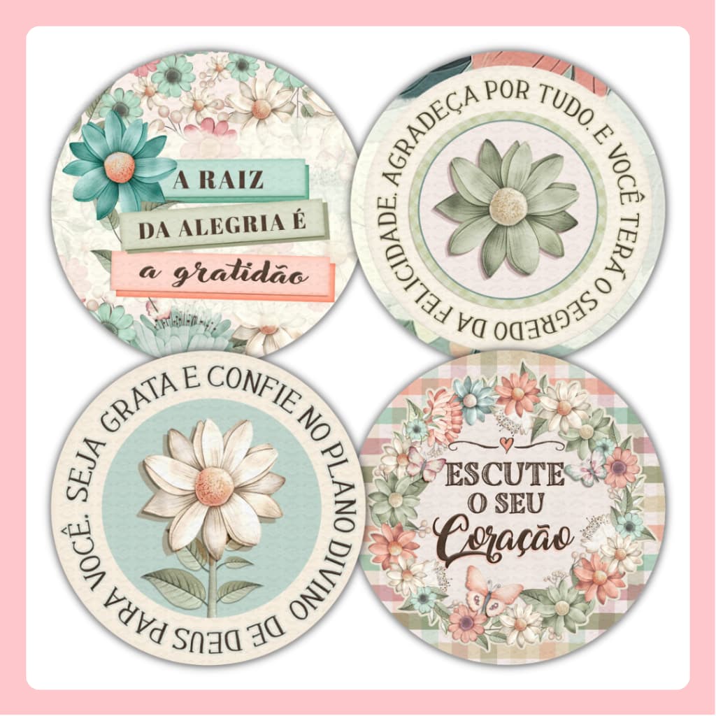 Kit 130 Tags Adesivas Frases Religiosas Gratidão 4x4cm Etiquetas Adesivas Decoração