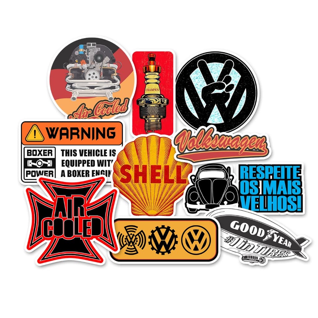 Adesivos Fusca Kombi Vidro Lata Carro Volkswagem 10 Unidades
