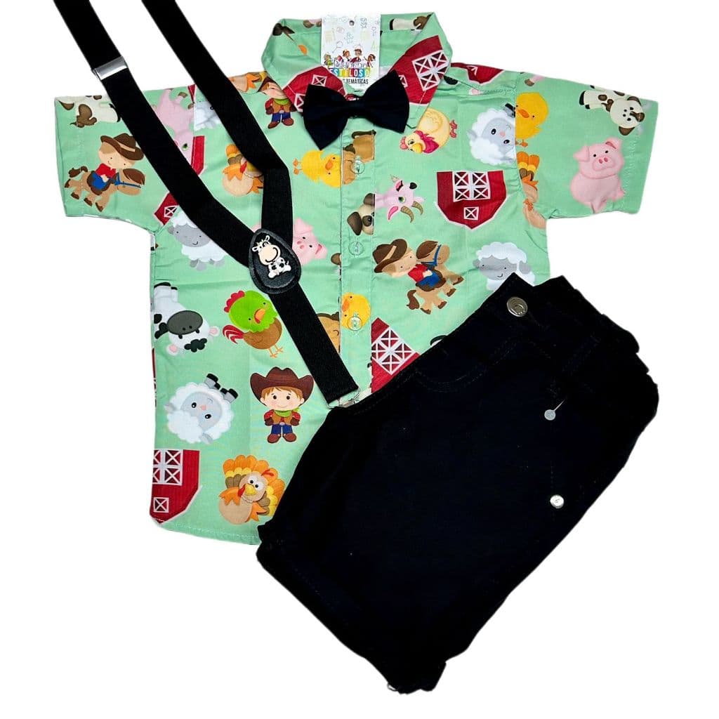 CONJUNTO FAZENDINHA ANIMAIS PRETO LUXO FESTA ANIVERSARIO.