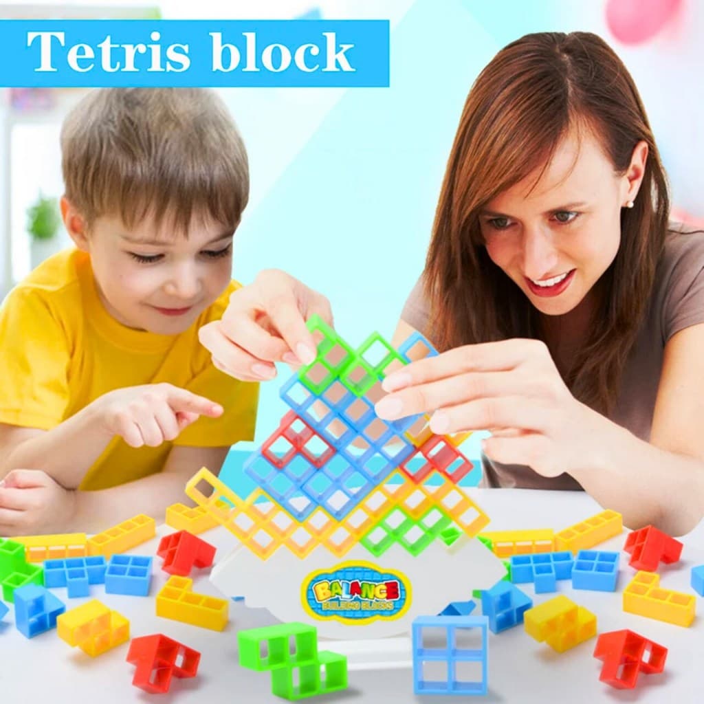 Jogo Educativo Pedagógico Interativo De Tetris Colorido Torre power Equilíbrio Blocos de Montar