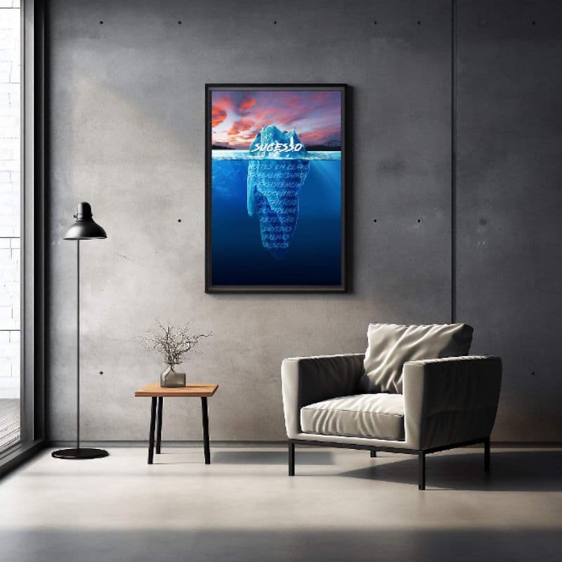 Quadro Decorativo 1 Tela: Sucesso Contra as Marés - Iceberg Inspirador em Mar Aberto 50x70