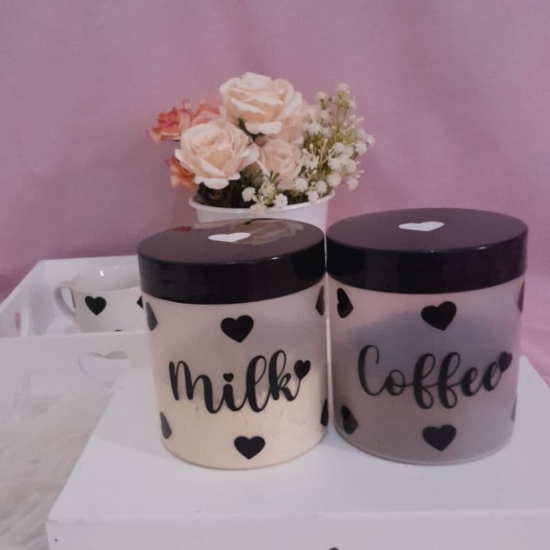 Kit Decorativo Organizador Mantimentos Coffe Milk Cantinho Café Plástico