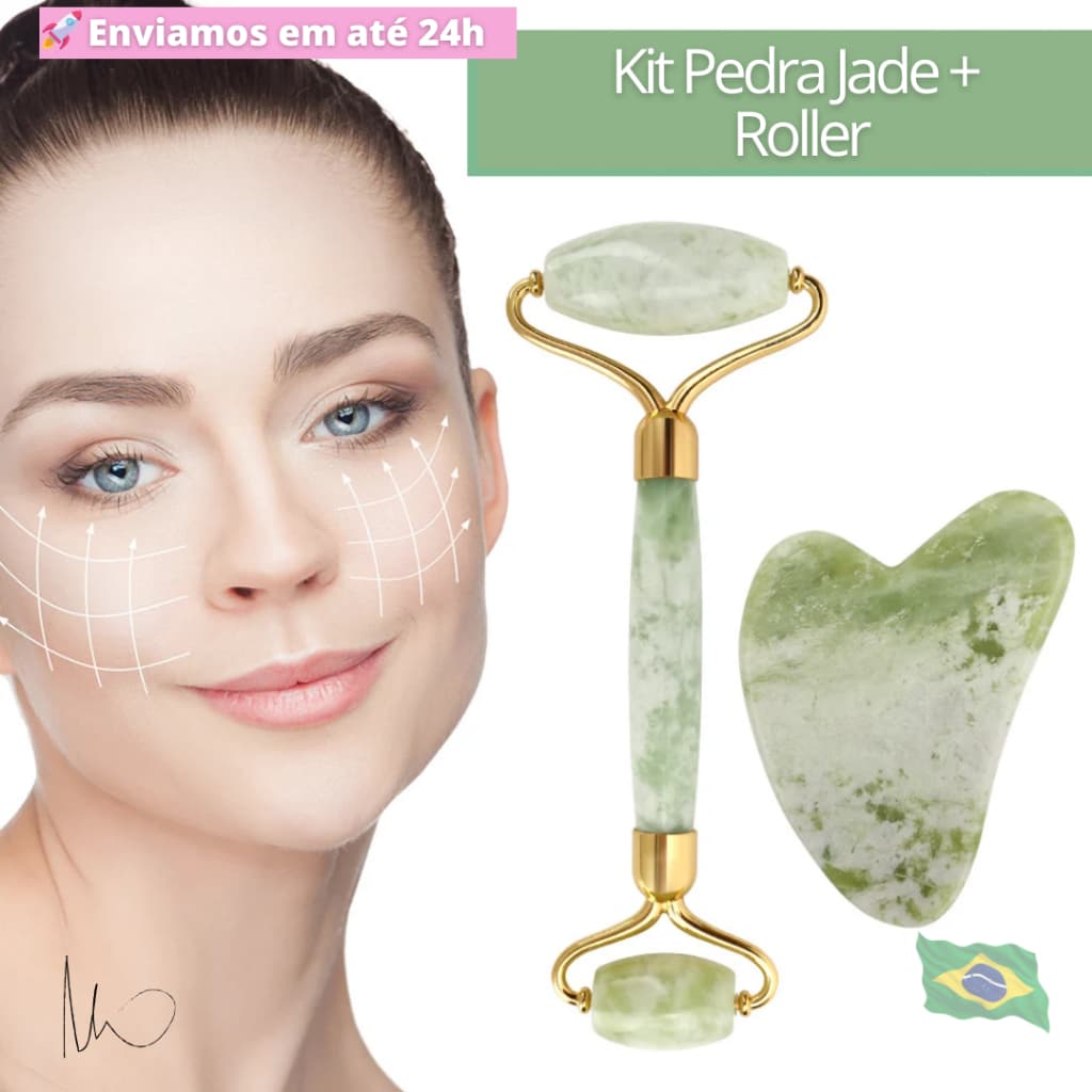 Kit Rolos Roler Massageador Skincare Presente dia da MUlher Pedra De Jade Massagem Facial +Placa Facial Gua Sha para Cuidados Faciais