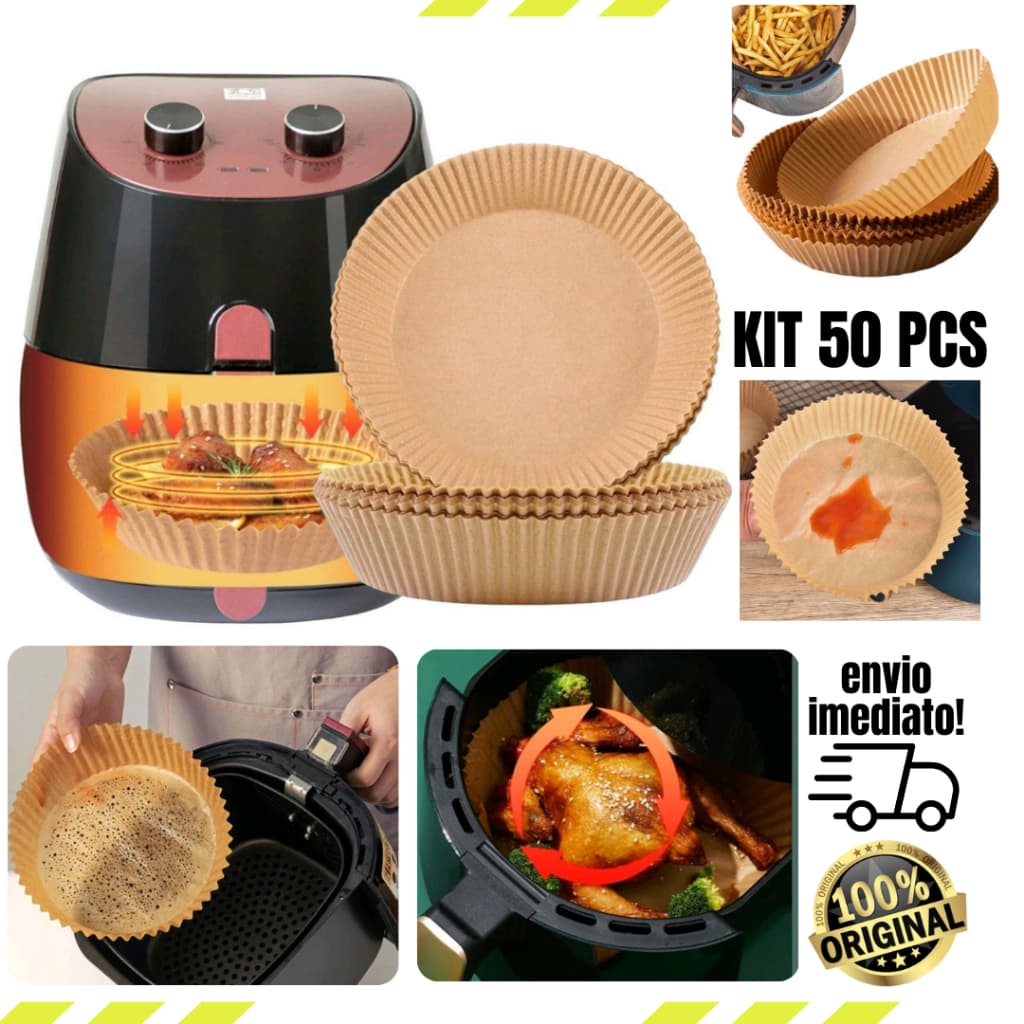 KIT 50PCS FORMAS REDONDA FRITADEIRA ELÉTRICA PAPEL DESCARTAVEL 20CM X 20 Air Fryer