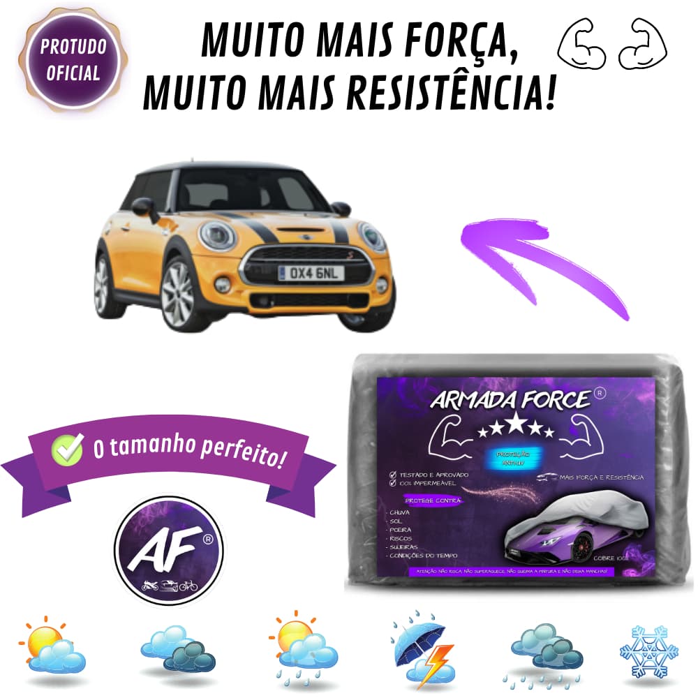 Capa de Cobrir Carro MINI COOPER  Forro Central 100% Impermeável FORRADA Protege Anti- U.V SOL CHUVA