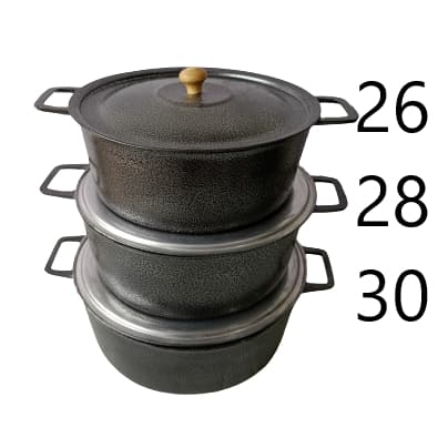 Jogo De Panelas preta Nº 26/28/30  Caçarolas  Grande Alumínio para Restaurantes Batido Fundido Alça de Ferro