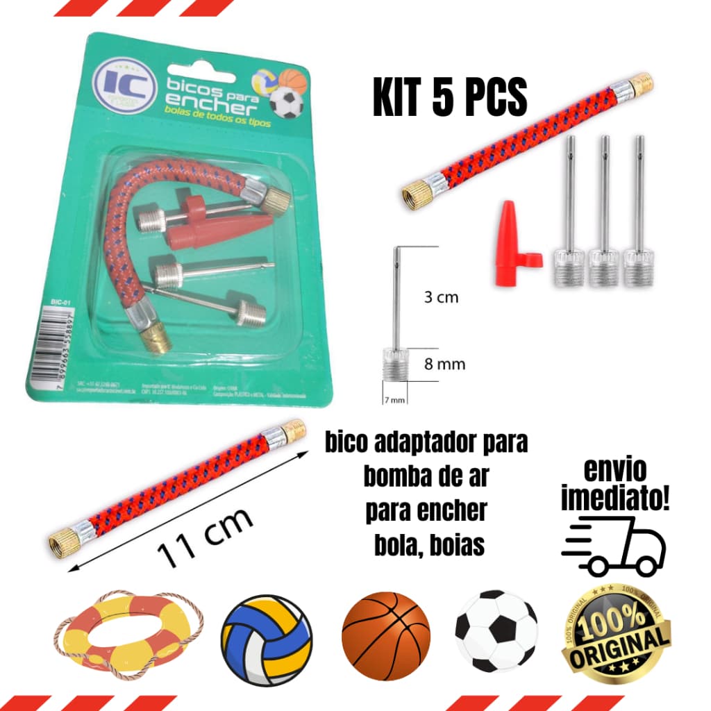 Kit Bicos Para Encher Inflar Bolas Piscinas 5 peças boias