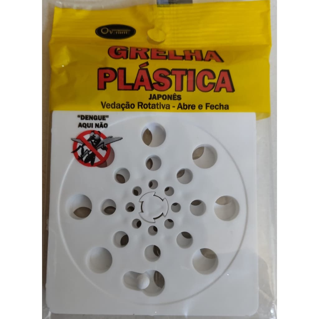GRELHA / RALO DE PLASTICO QUADRADO BRANCO ABRE E FECHA 100MM