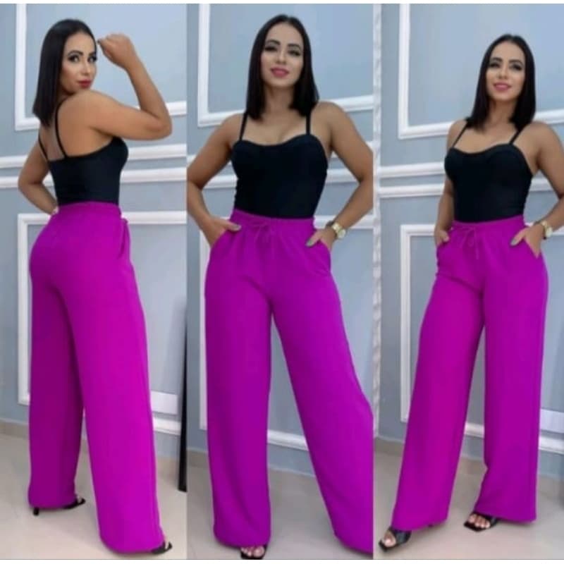 Kit 3 calça pantalona femenina com elastico na cintura  tendência  moda   chame no chat e Escolha suas