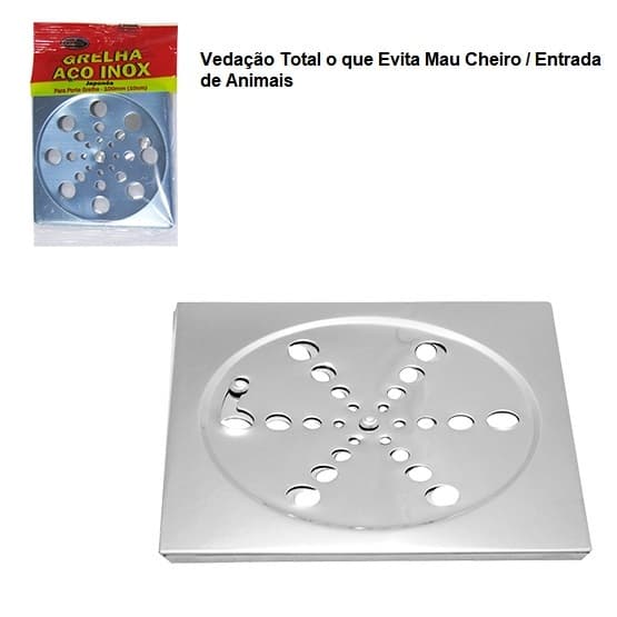 GRELHA / RALO DE INOX QUADRADO ABRE E FECHA 100MM