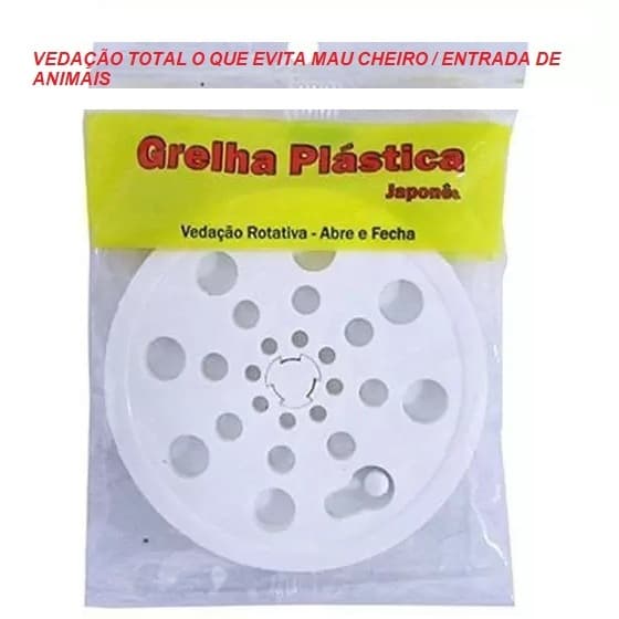 GRELHA / RALO DE PLASTICO REDONDO BRANCO ABRE E FECHA 100MM