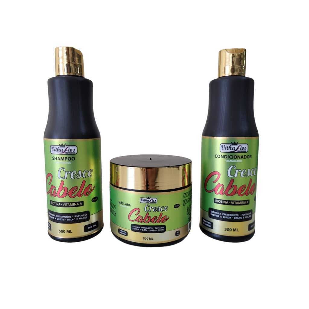 Kit Cresce cabelo Vithafios Condcionador-Shampoo-Mascara - 500ML