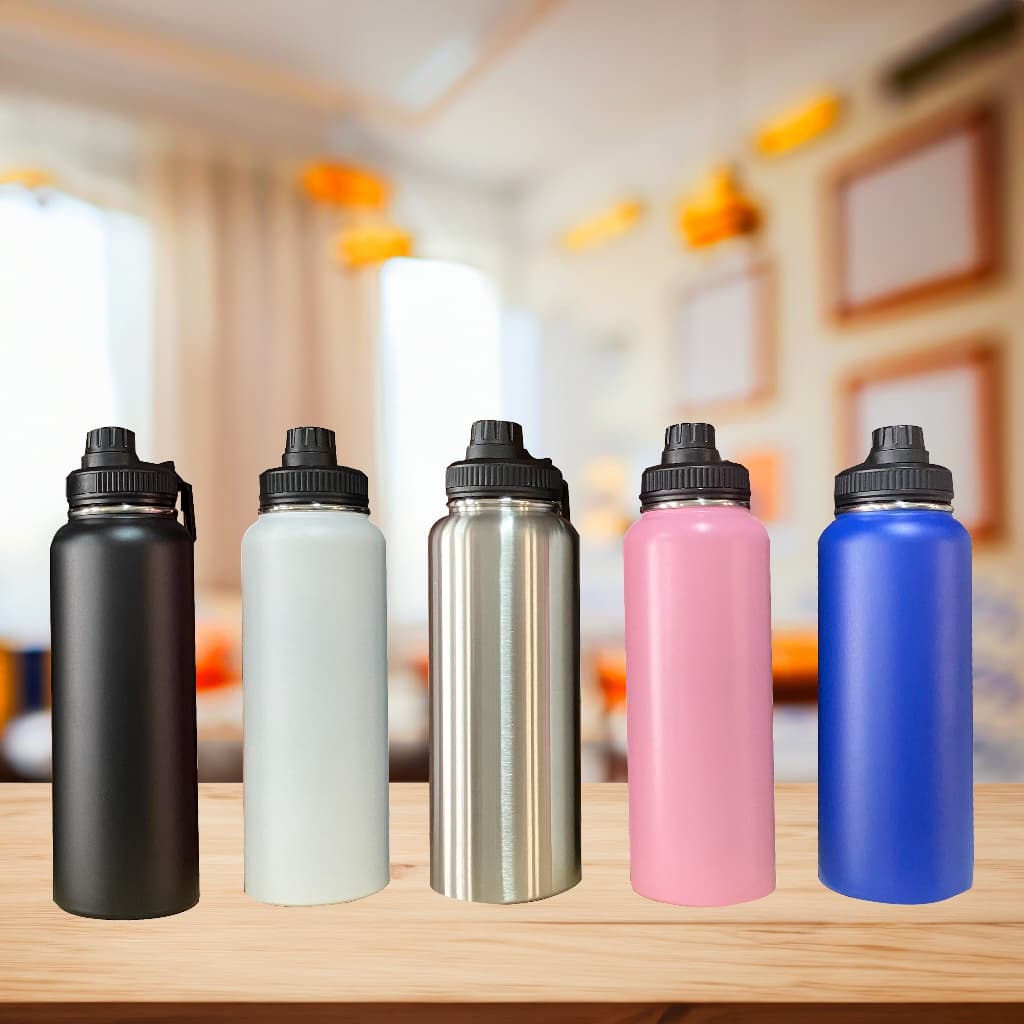Garrafa Térmica de Água com Alça em Aço Inoxidável - Capacidade de 1,2 Litro ou 1200ml