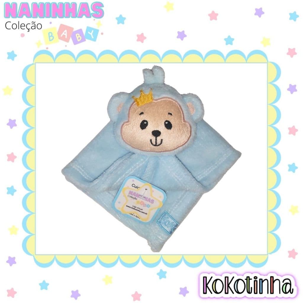 Naninha para bebês - Naninha macaquinho - Mantinha rei macaco para meninos - azul bebê