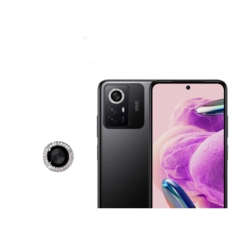 Película Traseira Câmera Brilho Strass Xiaomi Redmi Note 12S Vidro 3D Anti-Impacto Protetora *