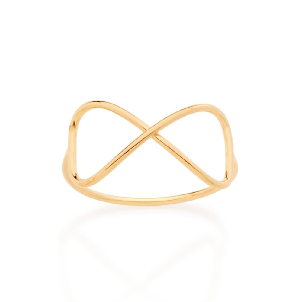 Anel Folheado A Ouro Com Infinito Vazado - Rommanel 512564