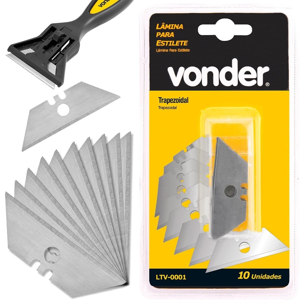 10 Unidades Lâmina Trapezoidal  Raspador Estilete Lâmina profissional de Alta Qualidade Vonder