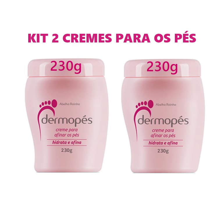 KIT 2 Cremes Para Afinar Os Pés  Hidrata e Afina Dermopés  - Abelha Rainha 230g