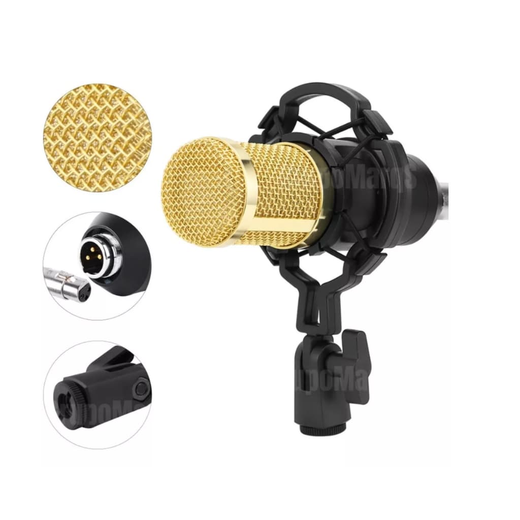 Microfone Condensador + Pop Filter + Braço Articulado