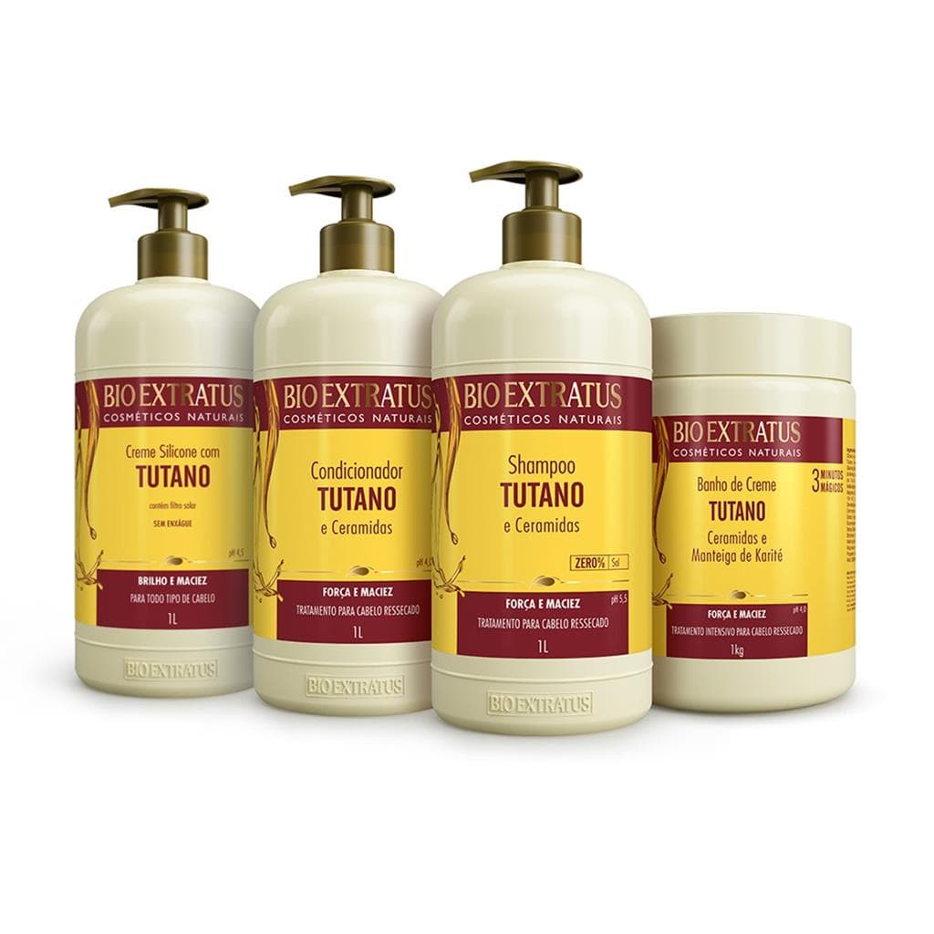Kit Tutano Força e Maciez  1 Litro/ Shampoo/Condicionador/Banho de Creme/Creme de silicone/Cabelos Secos ou Ressecados