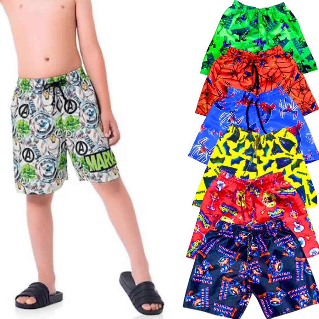 Kit 3 Peças Bermuda Infantil Desenho