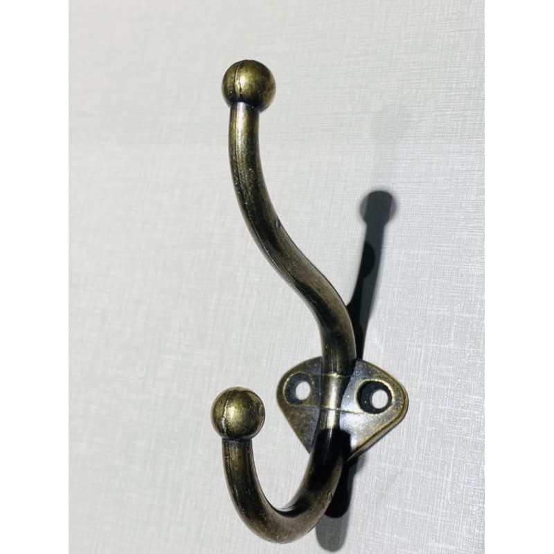 Gancho Duplo de Ferro Decorado Grande 9,5 cm Ouro Velho