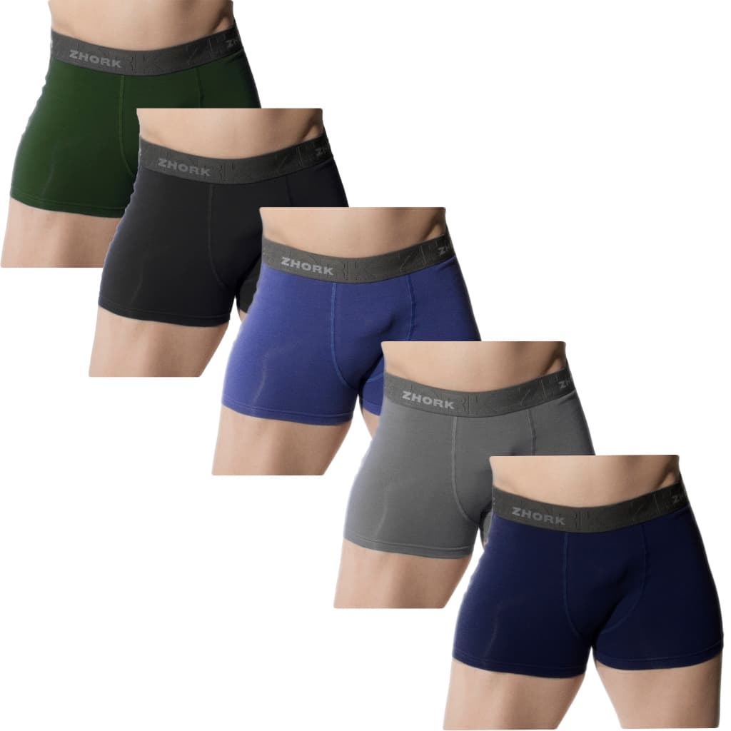 Kit 5 Cuecas Boxer Microfibra Forro 100% algodão Box P ao GG Lisas Masculino original