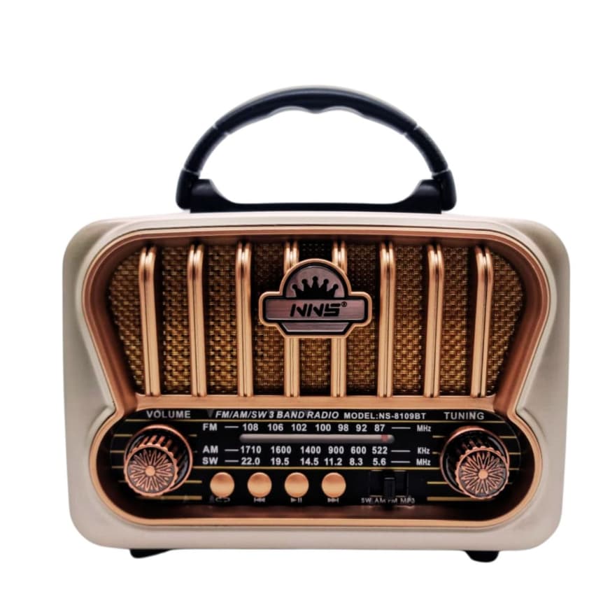 Rádio Retrô Vintage Portátil com bluetooth A Pilha E Tomada Am Fm Sw Pendrive Com Sd Usb KA-3180